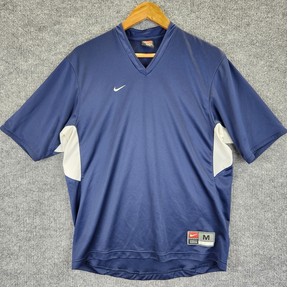 Vintage Nike Shirt Men's Medium Navy Blue Dri Fit Y2K Athleticwear Training Gym